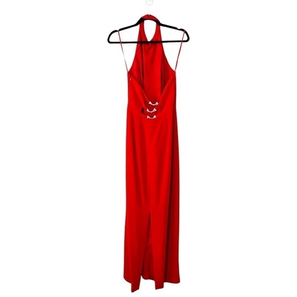 CACHE Halter Neck Rhinestone Maxi Evening Dress Red Size 10 - Picture 3 of 6